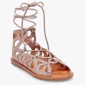 Vintage Mossimo Nadine Ghillie Lace Up Sandals Tan Neutral‎ Boho Y2K Gladiator 7